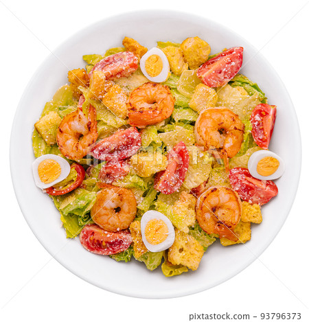 Caesar salad with grilled shrimp and parmesan cheese Caesar salad with grilled shrimp and parmesan cheese 93796373
