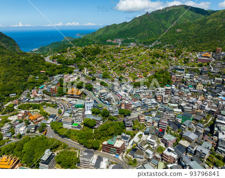 Drone fly over Jiufen of Taiwan Drone fly over Jiufen of Taiwan 93796841
