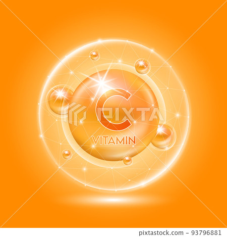 Vitamin C orange and translucent dome. Vitamins complex collagen. Beauty treatment nutrition skin care design 93796881