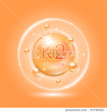 Vitamin K2 orange and translucent dome. Vitamins complex collagen. 93796887