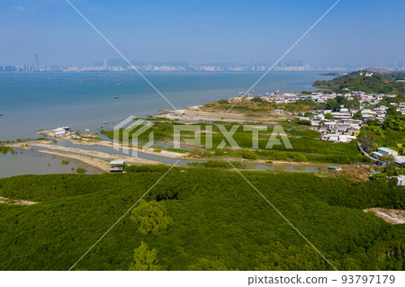 Top view of Hong Kong countryside Lau Fau Shan Top view of Hong Kong countryside Lau Fau Shan 93797179