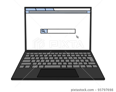 Illustration of a laptop computer with the search screen open 93797698