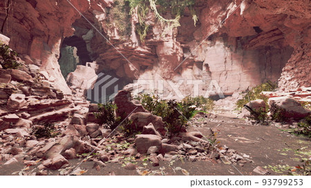 Cave in an extinct volcano on the island Cave in an extinct volcano on the island 93799253