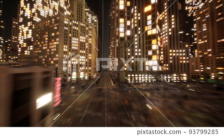 Beautiful Aerial Drone Hyperlapse view of urban modern city 93799285