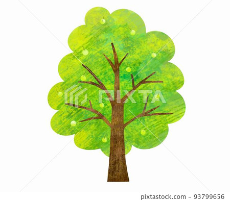 Hand drawn-Nordic style cute tree with yellow-Illustration of eco image White background material 93799656