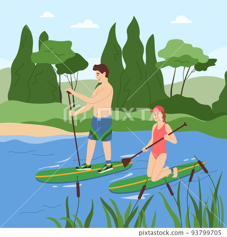 Summer Family Activities Flat Background 93799705