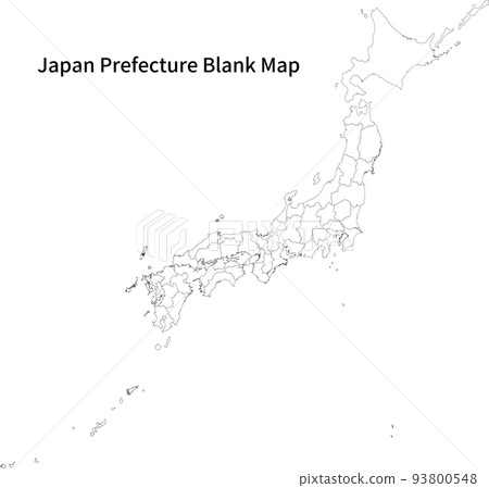 日本都道府縣的空白地圖，英文版 93800548