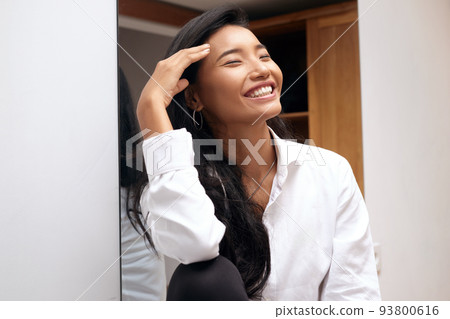 Beauty Face. Portrait Of Woman Smiling And Closed Eyes 93800616