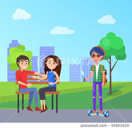 Students in City Park and Male with Vape Vector Students in City Park and Male with Vape Vector 93801029