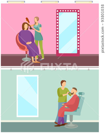 Hair Styling and Barber Shop for Men Set Vector Hair Styling and Barber Shop for Men Set Vector 93801038