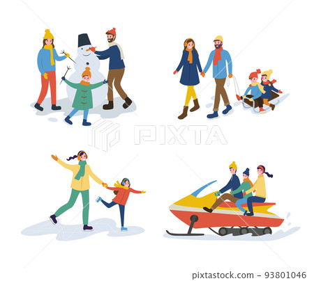 Mum and Dad with Kids Set of Activities Vector Mum and Dad with Kids Set of Activities Vector 93801046
