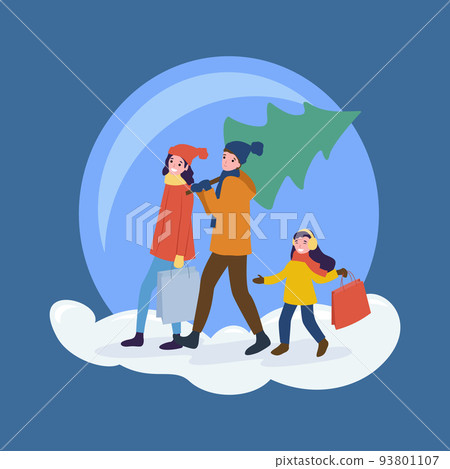Preparation for Christmas, Man Carrying Pine Tree 93801107