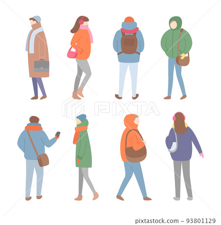 Set of people in Warm Clothes, Full Length Vector 93801129