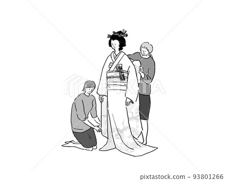 兩個女人穿新娘,純白,婚紗,單調 兩個女人穿新娘,純白,婚紗,單調 93801266