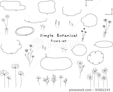 鬆散植物和語音氣泡的手繪線畫插圖 無文字 93802245