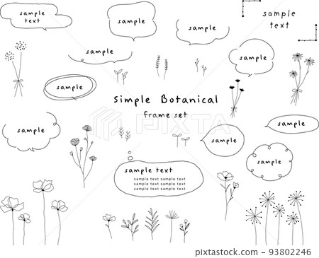 鬆散植物和語音氣泡的手繪線畫插圖 93802246