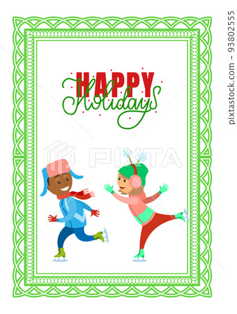 Happy Holidays Postcard, Children on Skating Rink Happy Holidays Postcard, Children on Skating Rink 93802555
