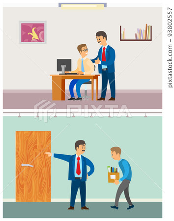 Boss Discharging Employee, Unemployed Fired Man Boss Discharging Employee, Unemployed Fired Man 93802557