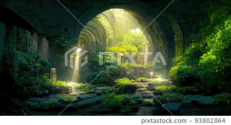 Underground ruins with nature 93802864