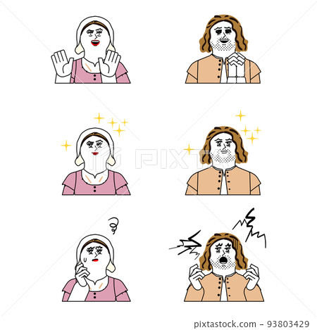中世紀風格布衣男女_表情套裝 93803429