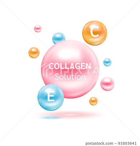 Electron for Collagen and Vitamins. Therapy helps maintain strong bone. Medical scientific and healthcare concept. 3D Vector EPS10 illustration. 93803641