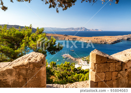 View on Rhodes island from Lindos acropolis, Greece View on Rhodes island from Lindos acropolis, Greece 93804083