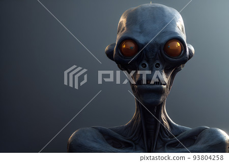 humanoid alien portrait on gray background, neural network generated art 93804258