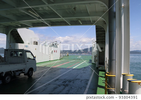 On the Omishima Ferry going through the Seto Inland Sea (Tadanoumi Port - Okunoshima - Moriko) 93804391
