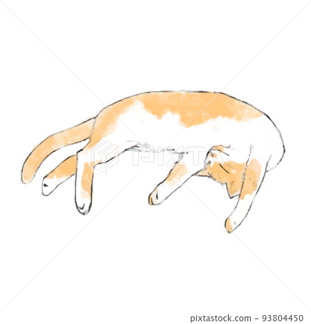 hand drawn illustration of a lying cat - Stock Illustration [93804450 ...