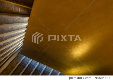 The interior roof is made of wood panels and has natural light to shine through in the Design Museum. Holland Park, Kensington. The interior roof is made of wood panels and has natural light to shine through in the Design Museum. Holland Park, Kensington. 93804687