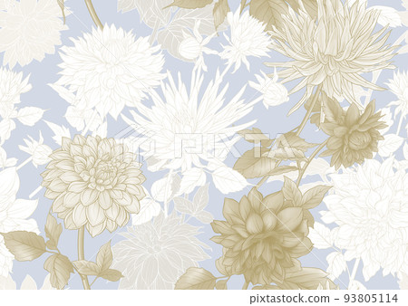 Dahlias flowers seamless pattern Dahlias flowers seamless pattern 93805114