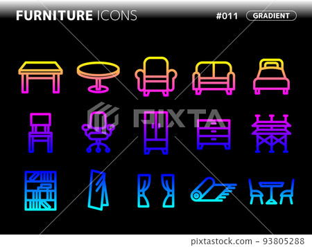 Gradient style icon set related to furniture_011 93805288