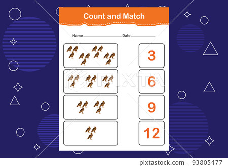 Count and match with the correct number. Count how many birds and choose the correct number 93805477