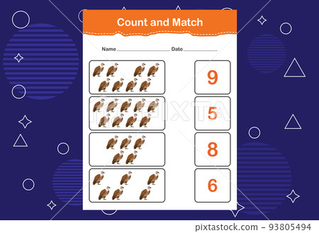 Count and match with the correct number. Count how many birds and choose the correct number 93805494
