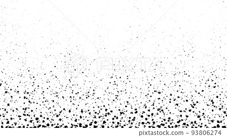 Grunge speckle texture. Dirty particles faded frame. Grungy splashed particles wallpaper. Speckle gradient effect. Splattered particles, splashes, drops wallpaper. Distress grain background. 93806274