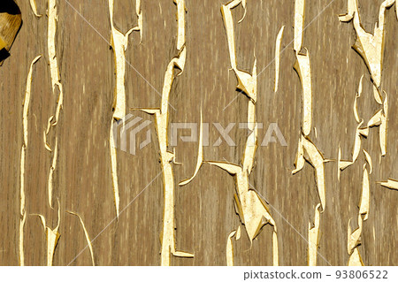 Peel paint crack. Weathered rustic surface. Dry paint overlay. Texture 93806522