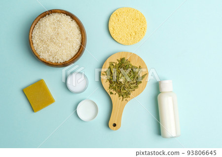 Fermented skin care. Natural homemade cosmetics based on fermented product. Rice, green tea Fermented skin care. Natural homemade cosmetics based on fermented product. Rice, green tea 93806645