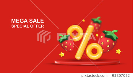3d Summer design with Strawberry. Summer holidays concept. 3d Summer design with Strawberry. Summer holidays concept. 93807052