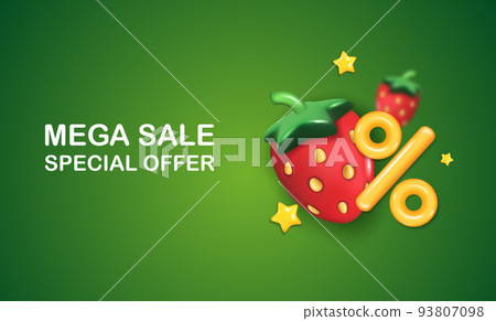 3d Summer design with Strawberry. Summer holidays concept. 3d Summer design with Strawberry. Summer holidays concept. 93807098