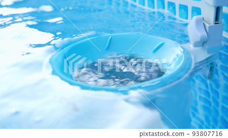 Pool maintenance - skimmer basket collects dirt and trash. Filtration system equipment installed on 93807716