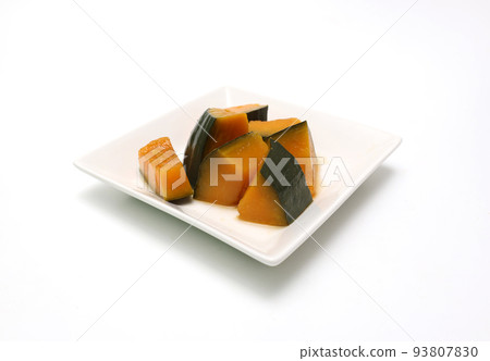 Boiled pumpkin on a white plate Boiled pumpkin on a white plate 93807830
