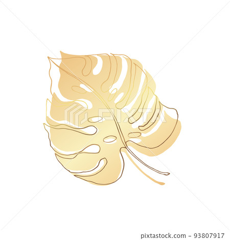 Monstera leaf, gold. On a white background. Vector illustration. Modern abstraction Monstera leaf, gold. On a white background. Vector illustration. Modern abstraction 93807917