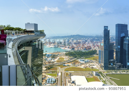 View from Singapore Marina Bay Sands Rooftop Observation Deck 93807951