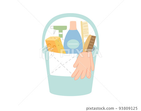 A set of cleaning tools in a bucket A set of cleaning tools in a bucket 93809125