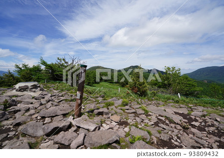 Yunomaru Kogen, Tomi City, Nagano Prefecture Climb from Miharashi Trail to Kumo no Oka. Higashi Kagono Tozan in the background June 24, 2022 93809432