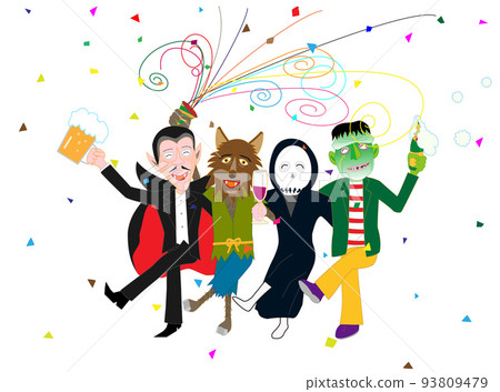 Werewolves and Frankensteins celebrate Halloween by drinking and dancing. Werewolves and Frankensteins celebrate Halloween by drinking and dancing. 93809479