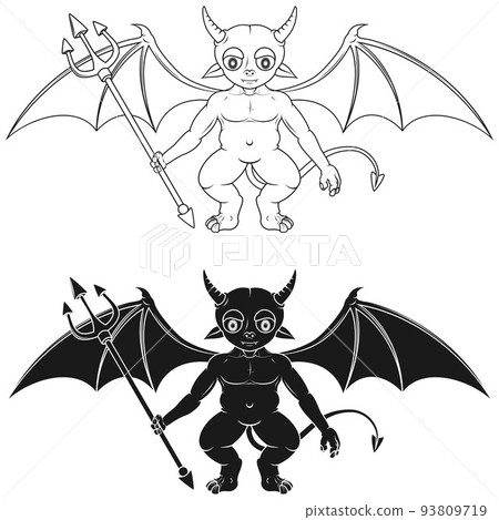 Vector design of little devils with tridents 93809719