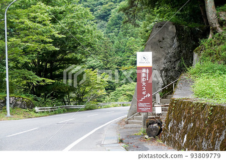 Southern Alps Highway and Yushima Big Cedar Sign [Hayakawa Town, Yamanashi Prefecture] 93809779