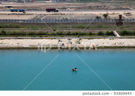 Coastal scenery seen from a cruise ship sailing through the Suez Canal Coastal scenery seen from a cruise ship sailing through the Suez Canal 93809945