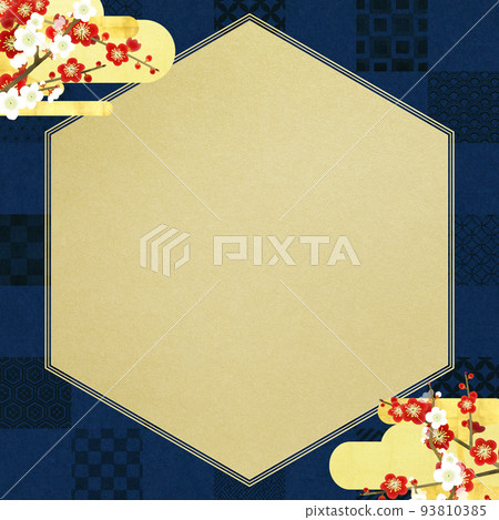 Checkered background and plum blossom Checkered background and plum blossom 93810385